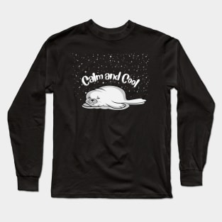 Calm and cool seal sleeping while snowing Long Sleeve T-Shirt